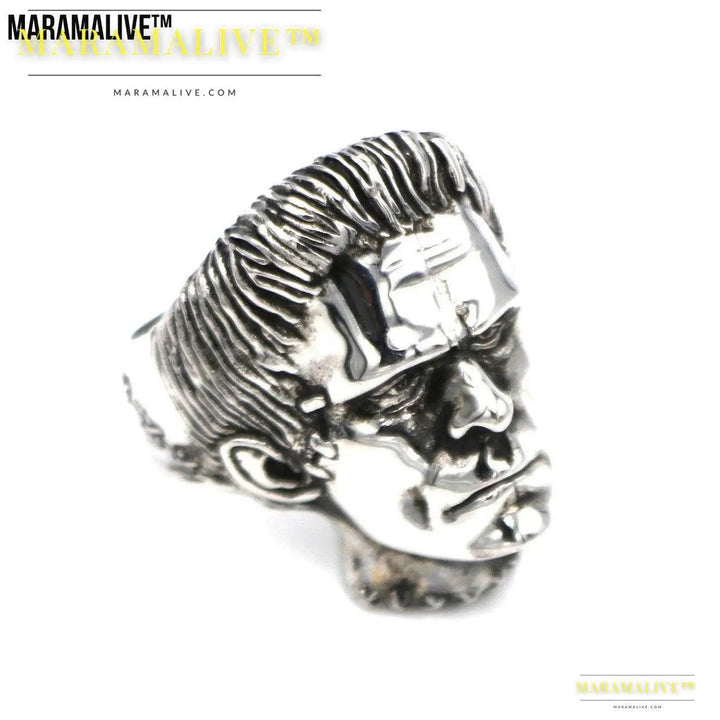 Science Fiction Victor Frankenstein Rings Punk Horror Scientist Stainless Steel Skull Ring Men's Biker Jewelry