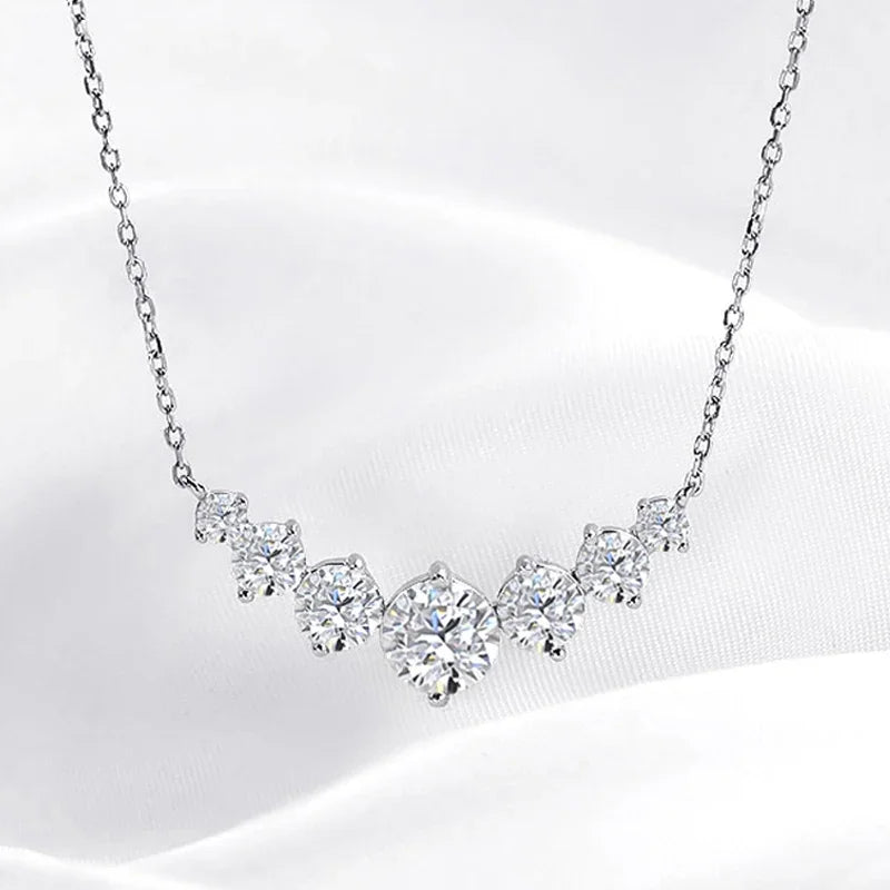 Elegant sparkling princess cut moissanite necklace.