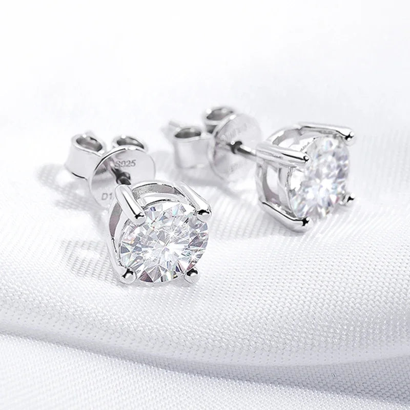 0.1-3CT Test Passed Moissanite Studs Earrings for Men Women S925 Silver Platinum Plated Bride Wedding Diamond Studs GRA