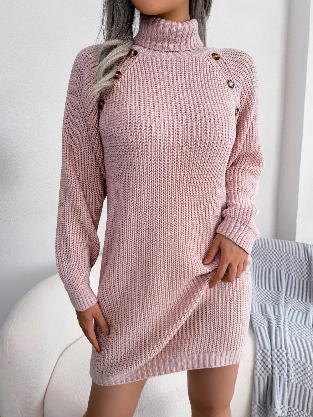 Turtleneck Sweater Dress: Elegant Long Sleeve Pullover for Women