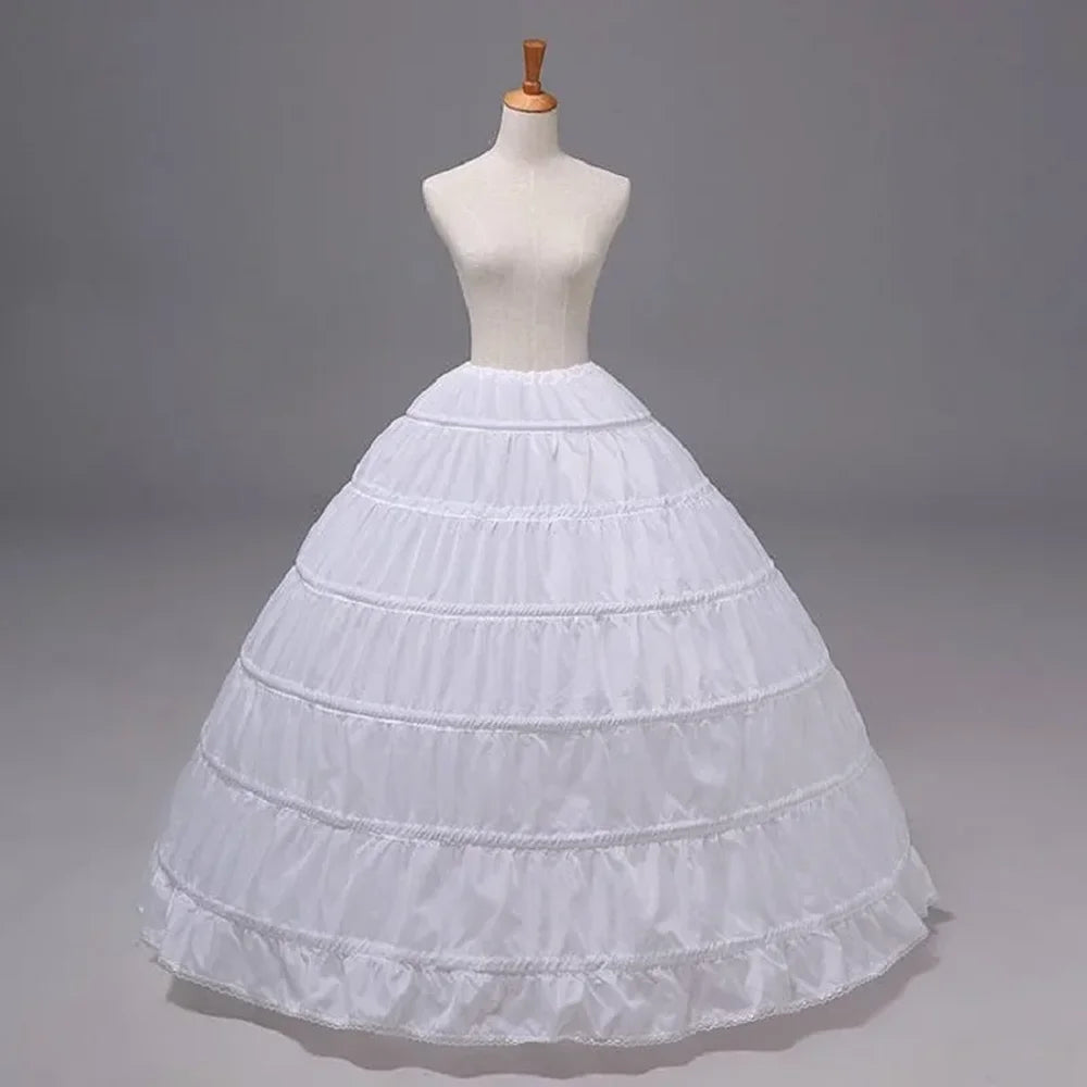 New 6 Hoop Crinoline Black White Long Wedding Petticoat Ball Gown Dress Underskirt Skirt Half Slips Wedding Accessories