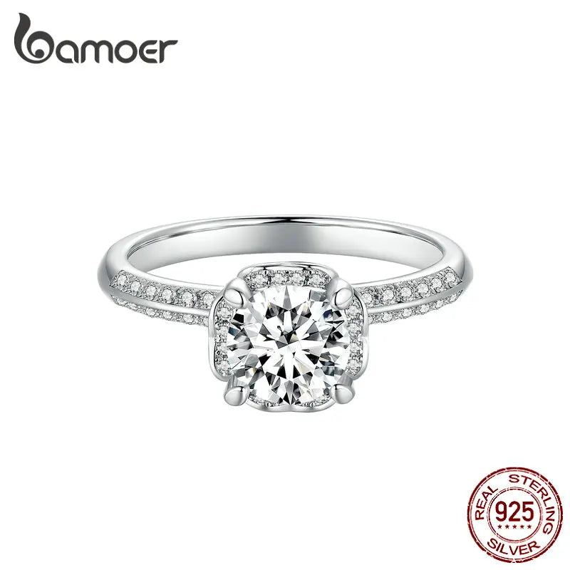 1.0CT Moissanite Ring Women D Color VVS1 EX Round Cut 925 Sterling Silver Ring Engagement Wedding Jewelry