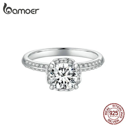 1.0CT Moissanite Ring Women D Color VVS1 EX Round Cut 925 Sterling Silver Ring Engagement Wedding Jewelry