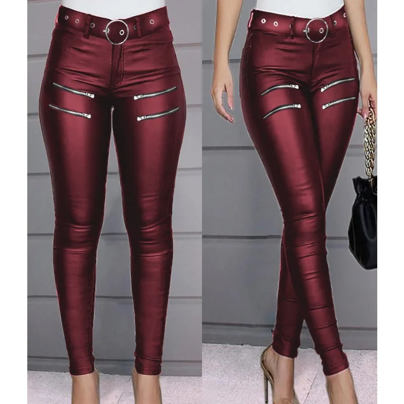 Women's Tight Zipper Decor Fashion Leggings Trousers Street Clothing Women Casual High Waist Skinny Pants