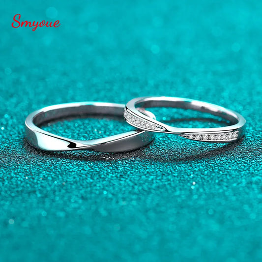 Sterling silver moissanite rings for couples.