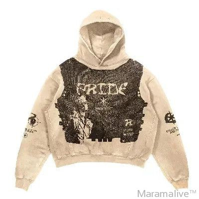 Explosions Printed Skull Y2K Retro Hooded Sweater Coat Street Style Gothic Casual Fashion Hooded Sweater Men's Female