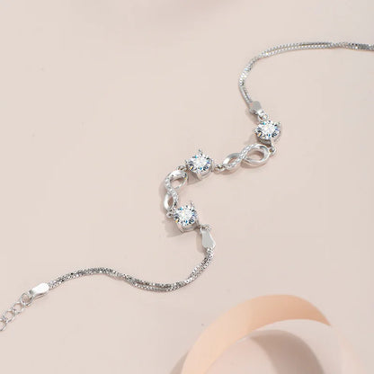 925 Sterling Silver 1.5 Carat Moissanite Eternity Bracelet Women's Fashion Temperament Elegant and Noble Gift for Girlfriend Mom