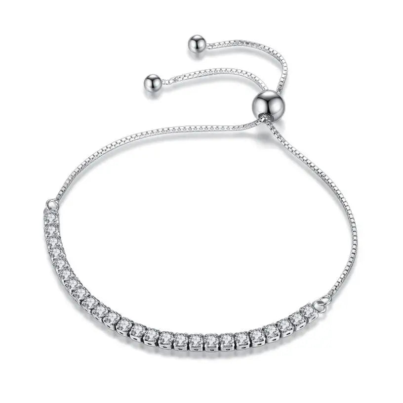 Platinum-plated silver moissanite bracelet gift.
