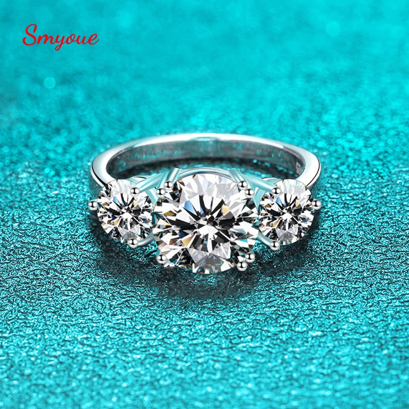 4ct 100% Moissanite Diamond Ring for Women 18K Yellow Gold Wedding Band Bridel Jewelry S925 Sterling Silver GRA