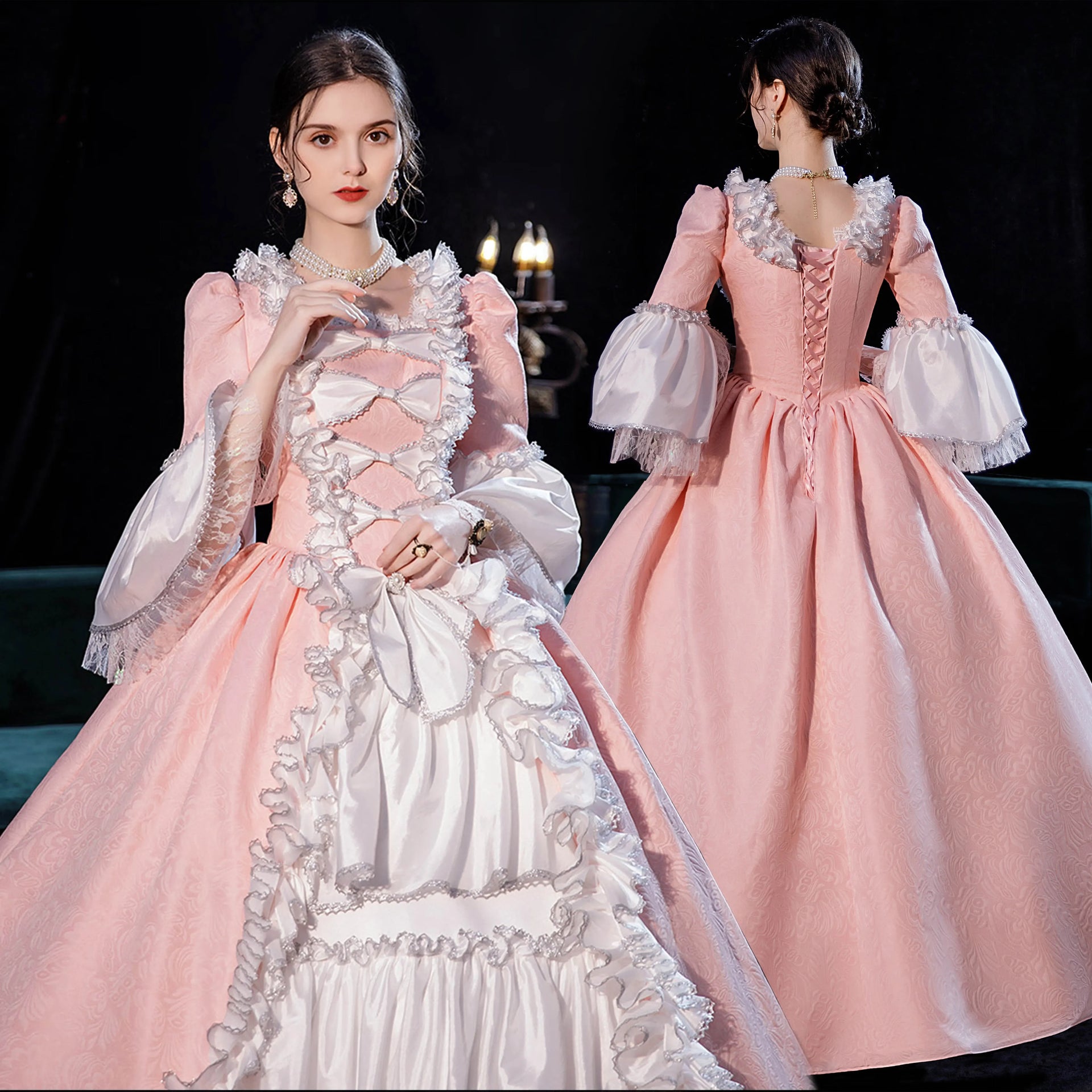 Romantic Pink Noble Princess Cinema Portrait Banquet Makeup Ball Drama Performance British Gown Dress