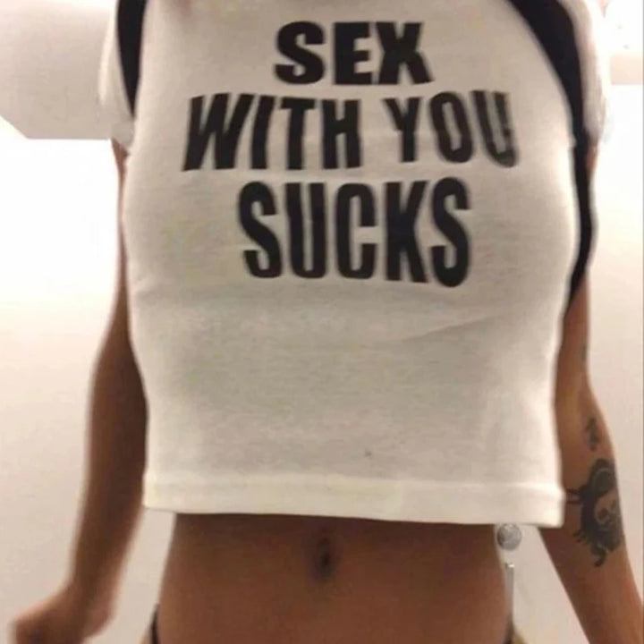 Gothic streetwear graphic tee - Unique and edgy Gothic tee designs Sex with you Sucks