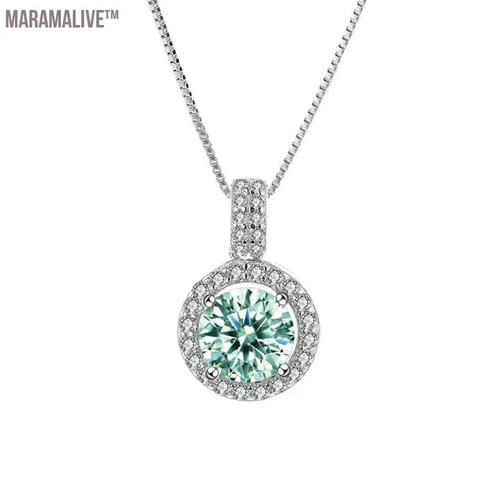 Serenity Day 2ct Green Moissanite Pendant Necklace For Women Wedding Gift S925 Sterling Silver Plate 18K White Gold Fine Jewelry