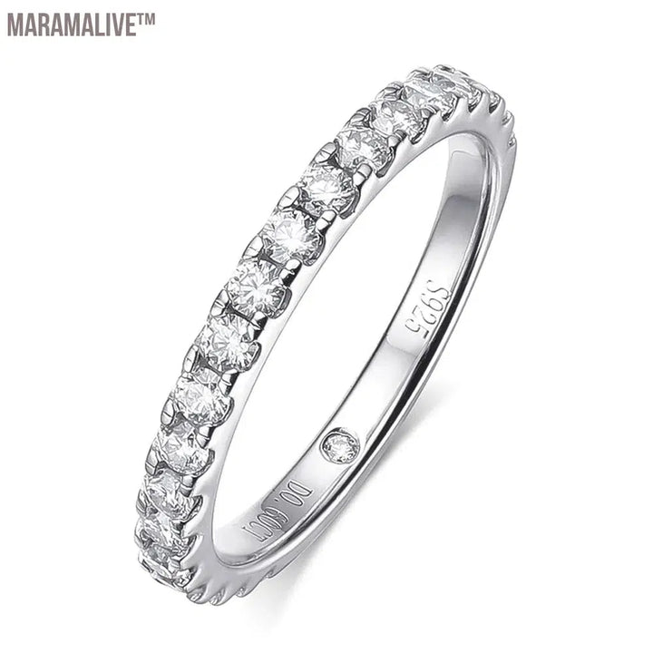 Serenty Day Four Claw D Color 9mm 3 Carat Full Moissanite Row Rings Set For Women S925 Sterling Silver Band Plated 18K