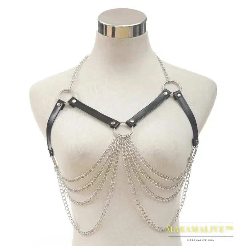 Sexy Body Harness Woman Chain Top Punk Rock Leather Belt Club Festival Fashion Jewelry Goth Accessories