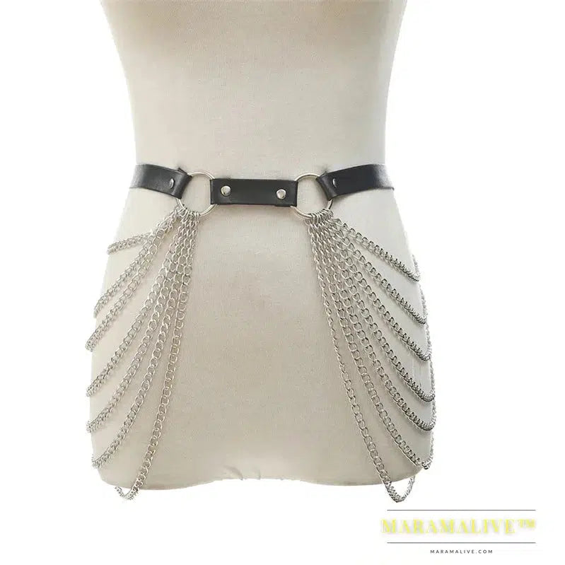 Sexy Body Harness Woman Chain Top Punk Rock Leather Belt Club Festival Fashion Jewelry Goth Accessories