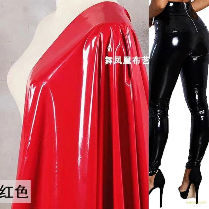 Sexy High Waist PU Leather Stretch Pencil Pants Women Zip Bodycon Trousers Ladies Shiny Latex Patent Leather Leggings New Custom