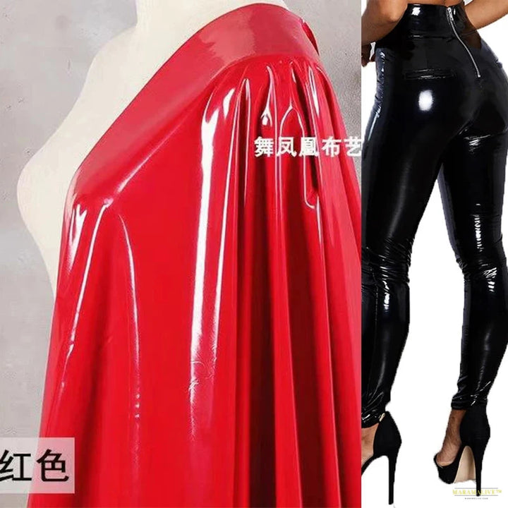 Sexy High Waist PU Leather Stretch Pencil Pants Women Zip Bodycon Trousers Ladies Shiny Latex Patent Leather Leggings New Custom