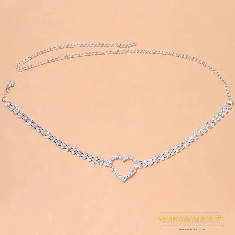 Sexy Hollow Heart Rhinestone Leg Garter Chain Nightclub Accessories Body Jewelry Thigh Leg Chain Jewelry for Women