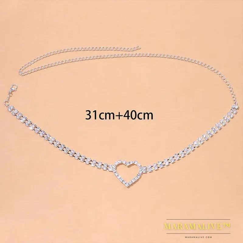 Sexy Hollow Heart Rhinestone Leg Garter Chain Nightclub Accessories Body Jewelry Thigh Leg Chain Jewelry for Women