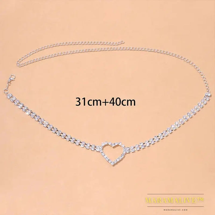 Sexy Hollow Heart Rhinestone Leg Garter Chain Nightclub Accessories Body Jewelry Thigh Leg Chain Jewelry for Women