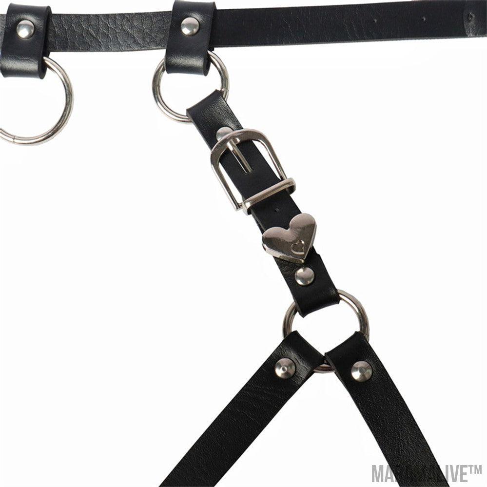 Sexy Lady Punk Collar Strap One Heart Belt Belt Strap Chest Personalized Hip Hop Harness Leather Goods