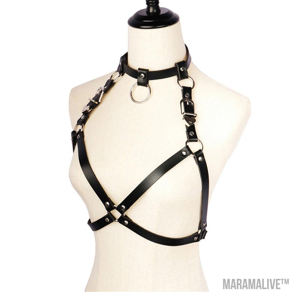 Sexy Lady Punk Collar Strap One Heart Belt Belt Strap Chest Personalized Hip Hop Harness Leather Goods