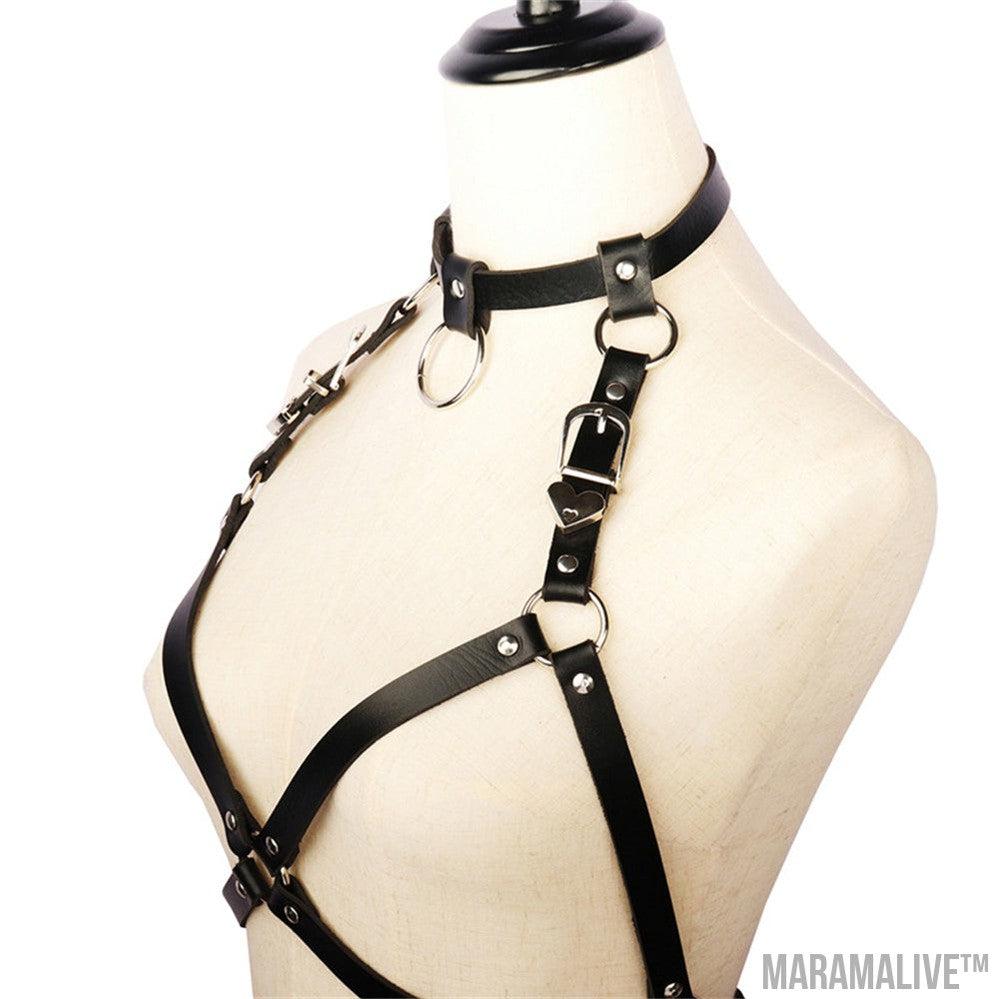 Sexy Lady Punk Collar Strap One Heart Belt Belt Strap Chest Personalized Hip Hop Harness Leather Goods