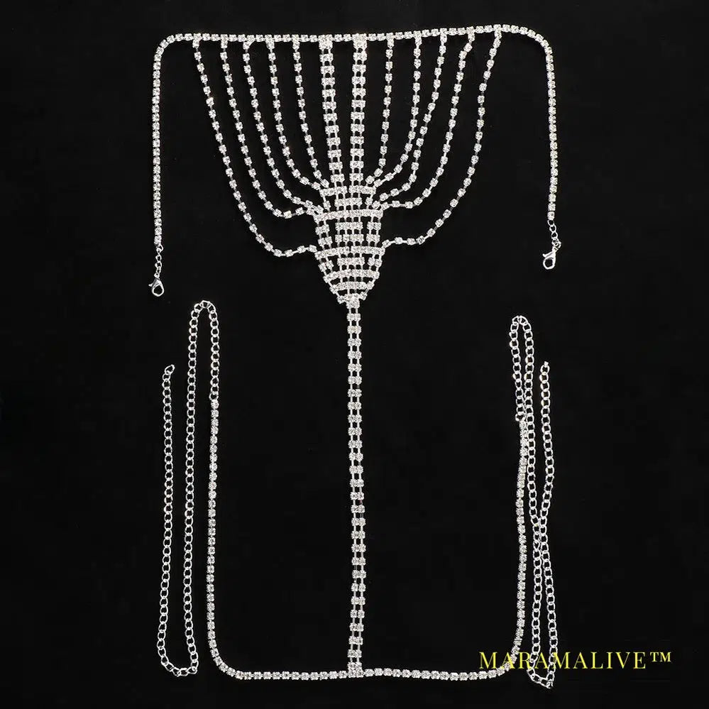 Sexy Rhinestone Tassel Underwear Thong Panties For Women Crystal Body Chain Jewelry Hide-it Jewelry Valentine's Gift