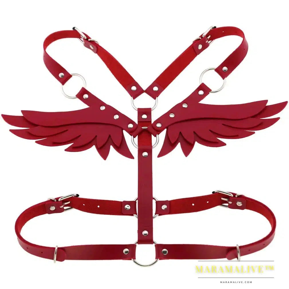 Sexy Wings Leather Body Harness Woman Fashion Goth Punk Strap Festival Girls Lingerie Cosplay Jewelry