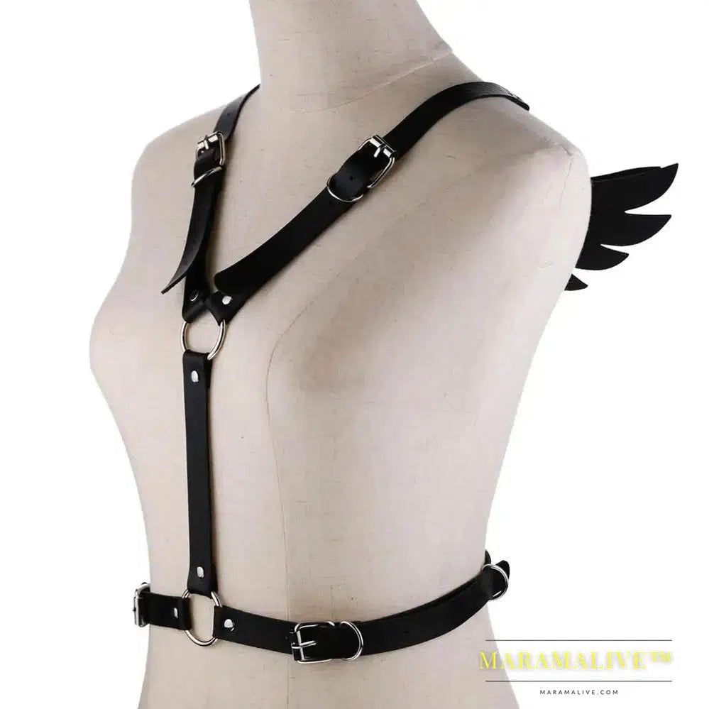 Sexy Wings Leather Body Harness Woman Fashion Goth Punk Strap Festival Girls Lingerie Cosplay Jewelry