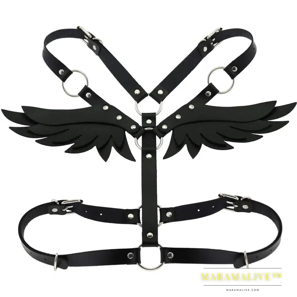 Sexy Wings Leather Body Harness Woman Fashion Goth Punk Strap Festival Girls Lingerie Cosplay Jewelry