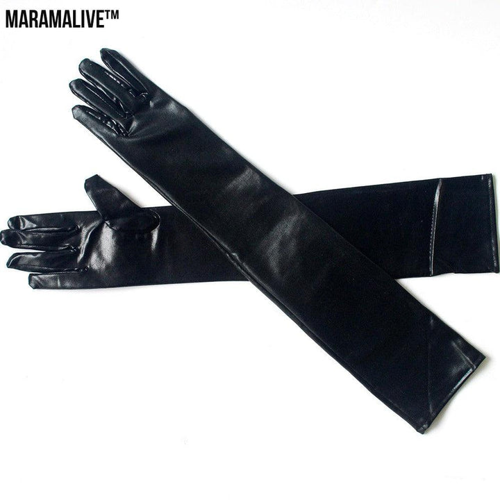 Sexy patent leather gloves long