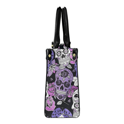 Purple Sugar Skull Design Women Satchel Bags Top Handle Shoulder Handbag Purses Leather Luxury Crossbody Bag Sac A Main