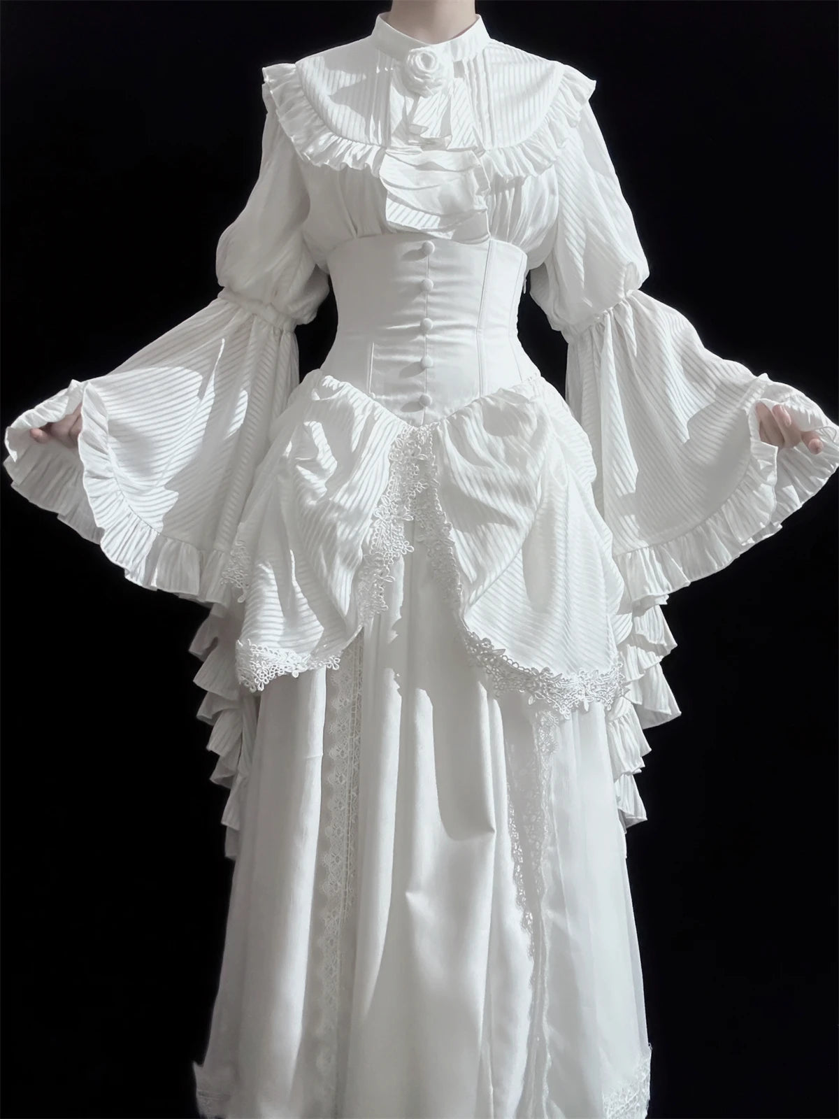 Dark Gothic Style Lolita Wear Matching Skirt Shirt Nun Style Suit Women's Black/White