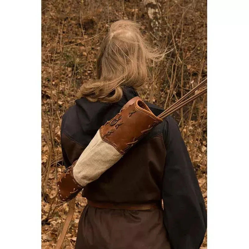 Medieval Shoulder Belt Archery Quiver Leather Back Arrow Holder Bag Holster Nomad Archer Larp Costume Robin Hood Cosplay Props