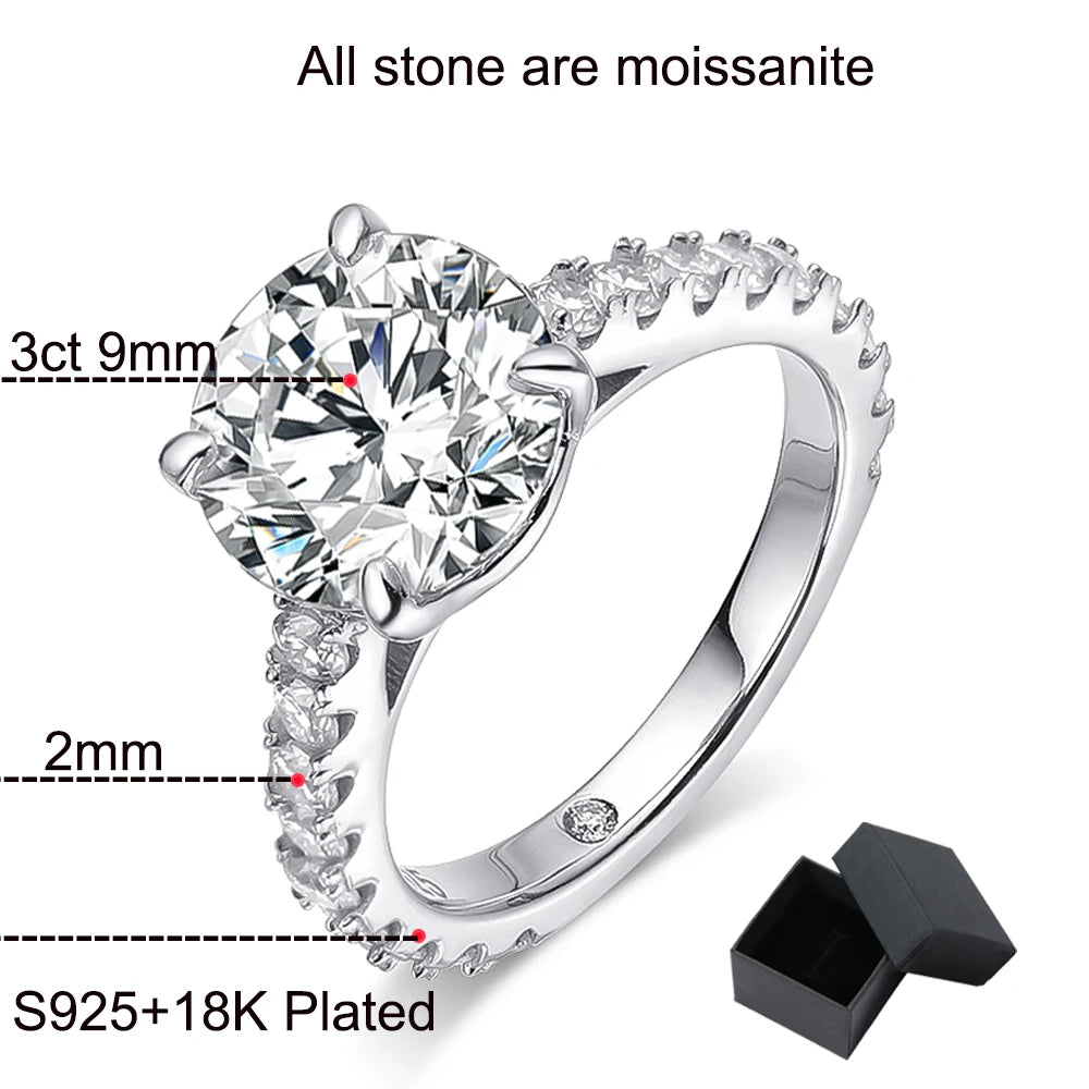Elegant sterling silver moissanite engagement rings.