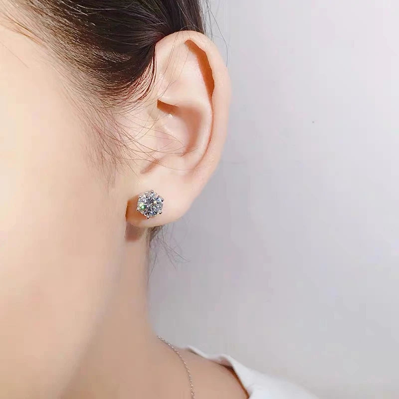 NKHOG Real 2 Carat 8mm Moissanite Stud Earrings For Women Screw Thread Ear Studs Sterling Silver 925 Jewelry Pass Diamond Test