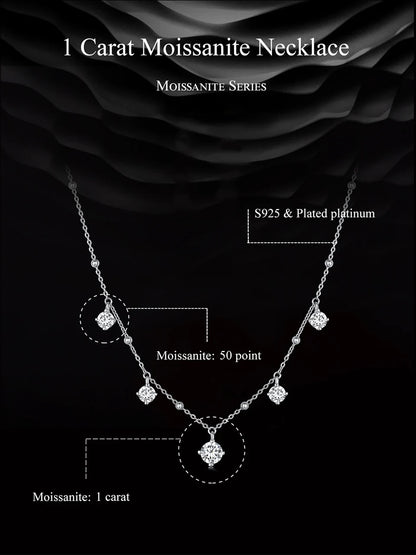 Five Princess Waterdrop 3.0 CTTW full Moissanite Necklace Real 925 Sterling Silver D Color Lab Diamond Engagement Jewelry
