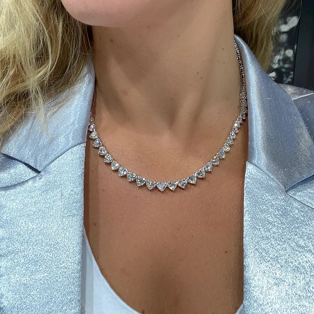 72 Carat Heart Cut Full Moissanite Diamond Necklace with Gra Certificate 925 Sterling Silver Tennis Necklaces for Women Choker