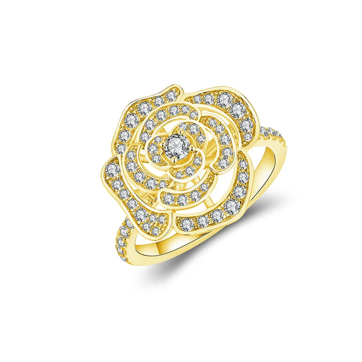 Elegant round moissanite engagement rings.
