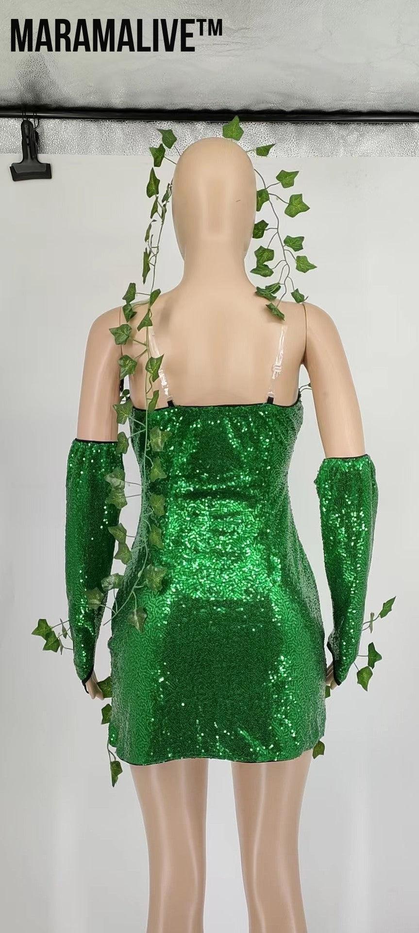 Shake Up the party in this Fun Sequin Leaf Halloween Costume