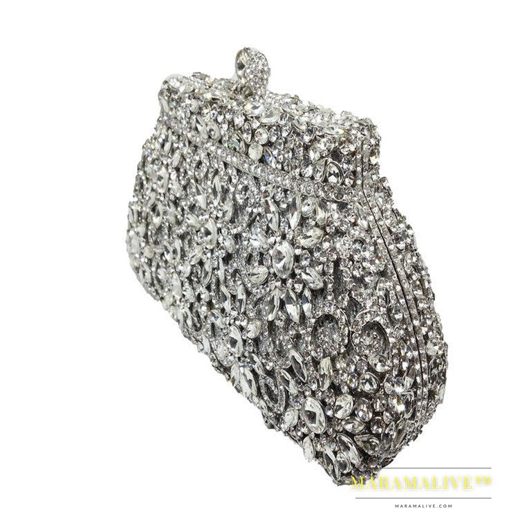 Shell-shaped Metal Diamond-studded Rhinestone Dinner Bag