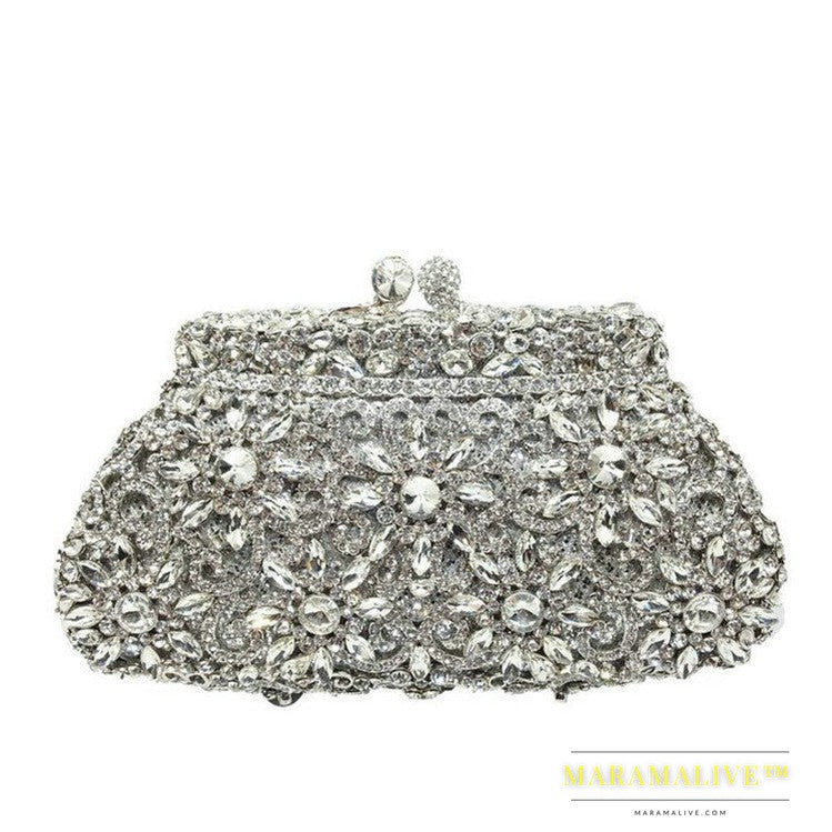 Shell-shaped Metal Diamond-studded Rhinestone Dinner Bag