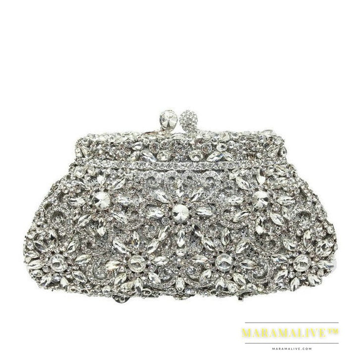 Shell-shaped Metal Diamond-studded Rhinestone Dinner Bag