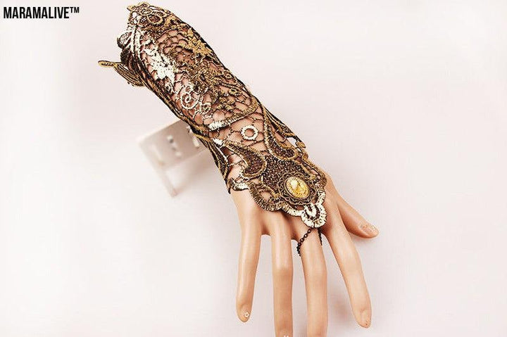 Shine On! Vintage Gold Lace Gloves for Refined Retro Style