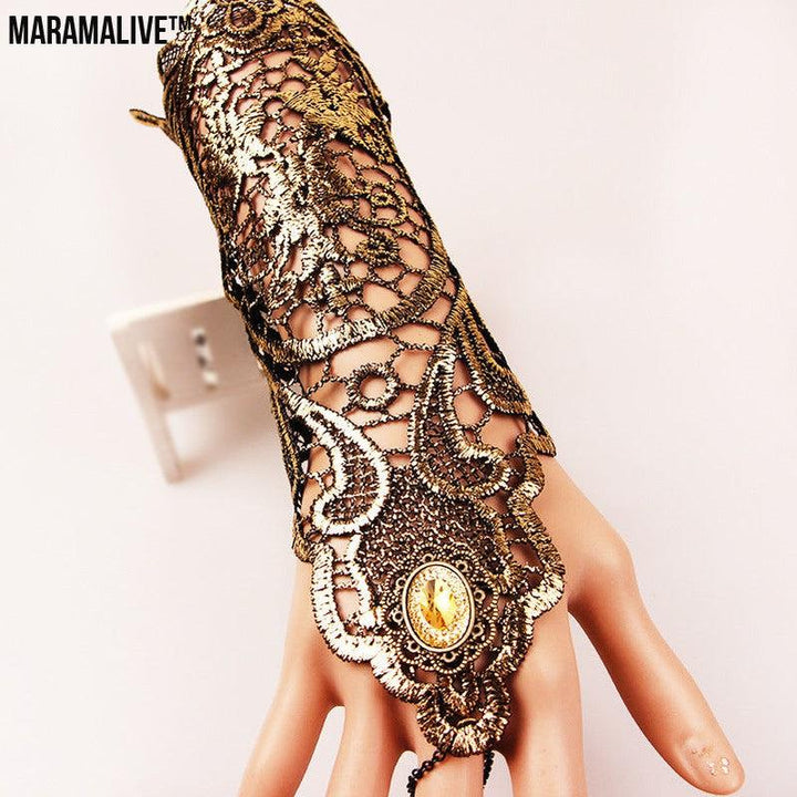 Shine On! Vintage Gold Lace Gloves for Refined Retro Style