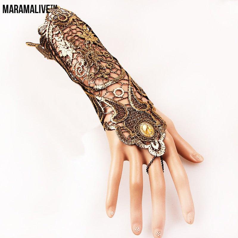 Shine On! Vintage Gold Lace Gloves for Refined Retro Style