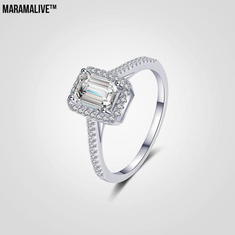 Silver Plated Platinum D Color Wedding Ring For Women