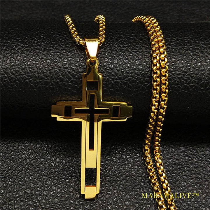 Simple Fashion Hollow Cross Titanium Steel