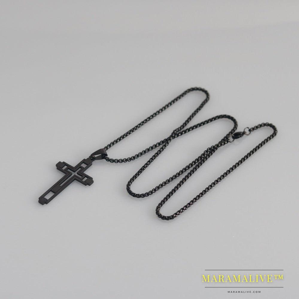 Simple Fashion Hollow Cross Titanium Steel